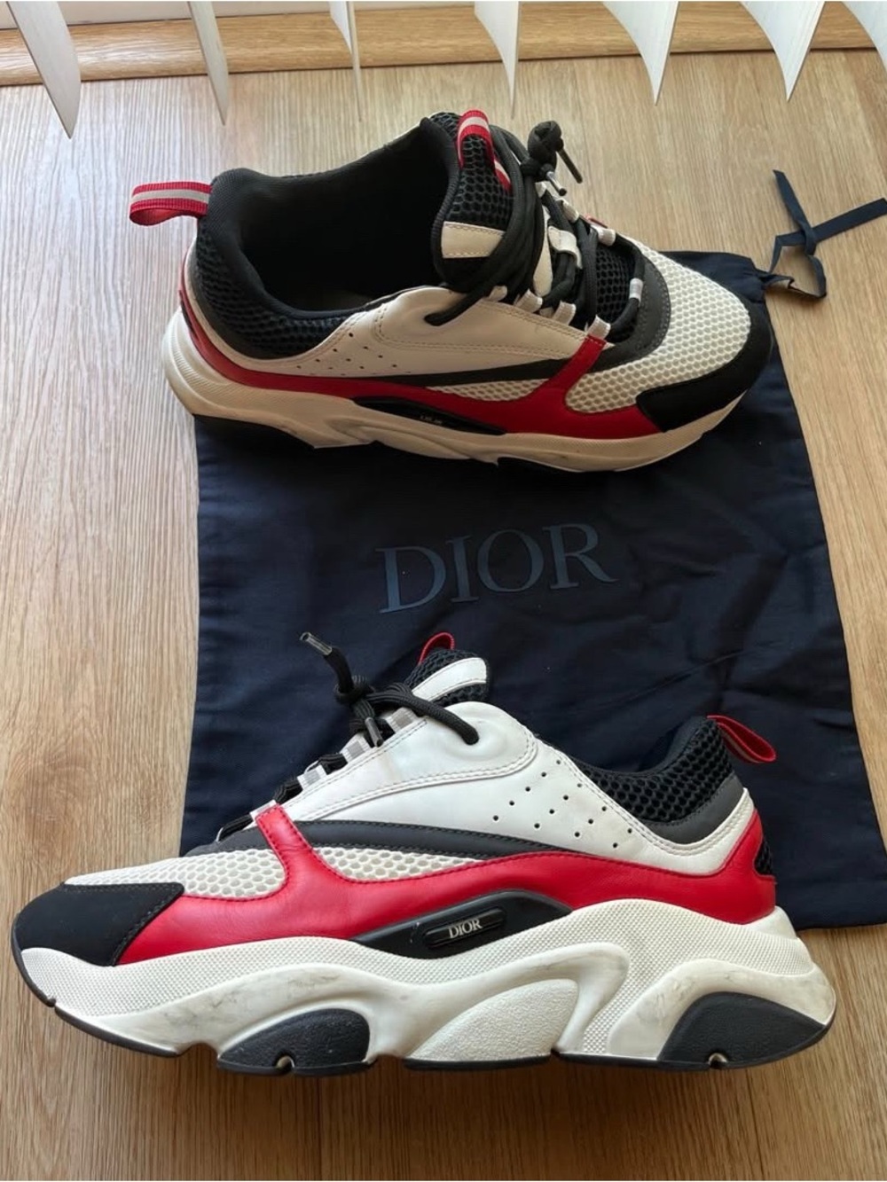 Dior Men’s White, Red & Black Chunky Runner Sneakers
